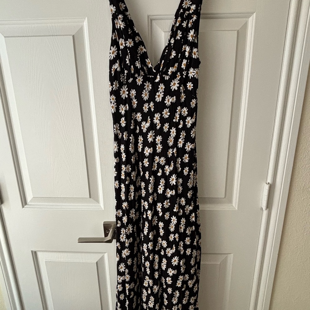 Petal & Pup Black Dress with White Floral Design